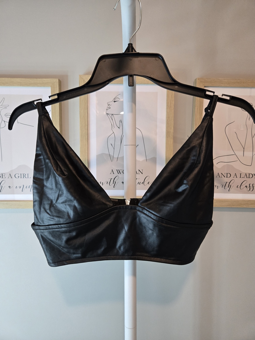 🔥Cider Black Faux Leather Bralette🔥